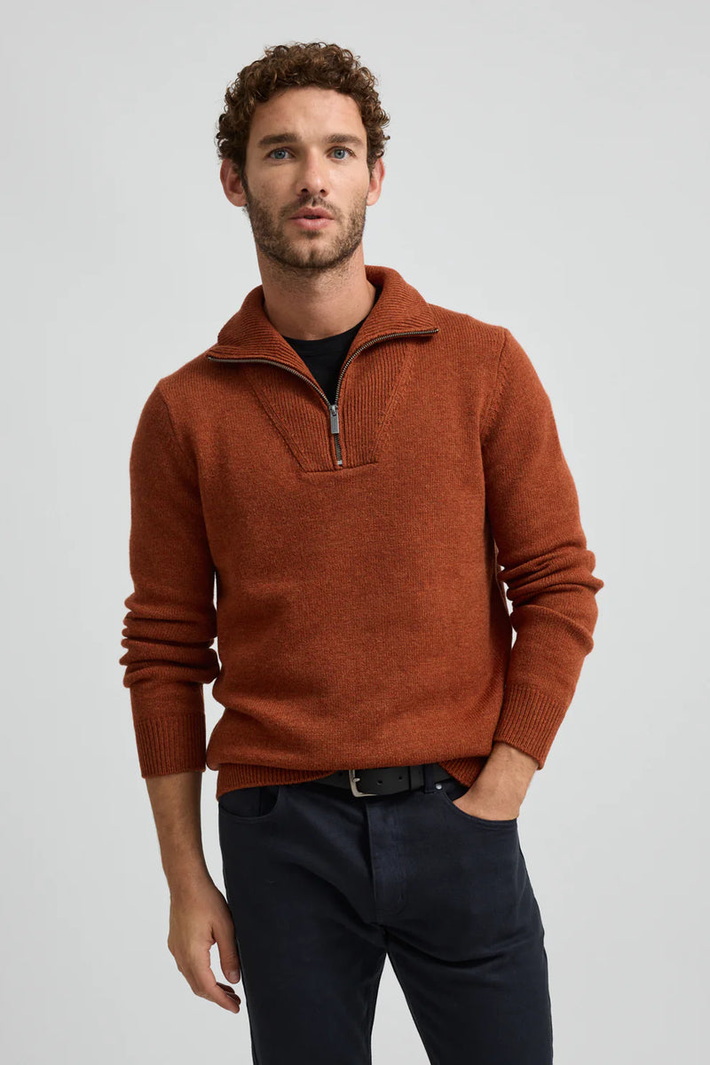 Lambswool Half Zip - Rust