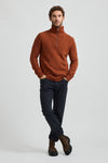 Lambswool Half Zip - Rust