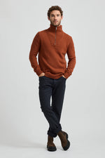 Lambswool Half Zip - Rust