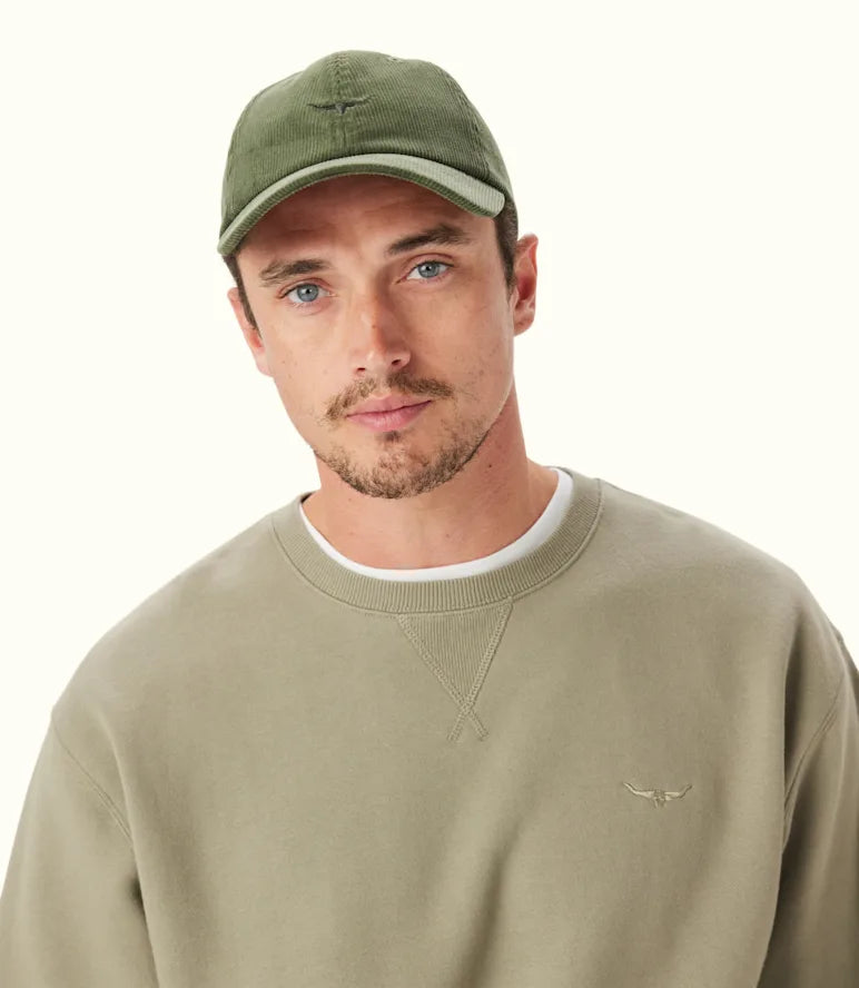 Mini Longhorn Cord Cap - Moss