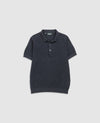 Masons Flat Knit Polo - Midnight