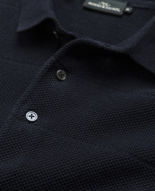 Masons Flat Knit Polo - Midnight