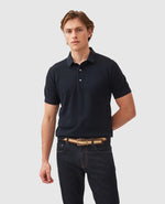 Masons Flat Knit Polo - Midnight