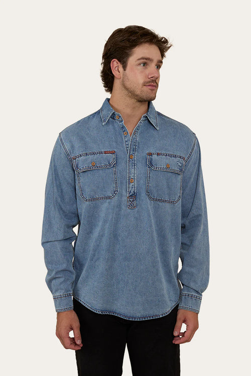 Atwood Mens Denim Half Button