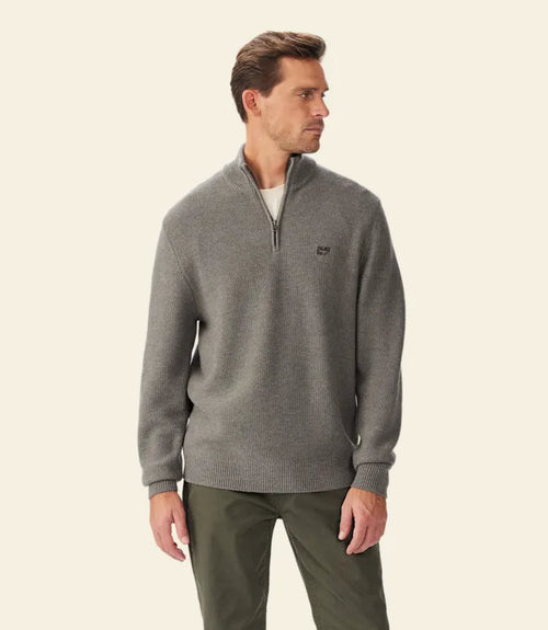 Moresby 1/4 Zip Merino Knit - Taupe