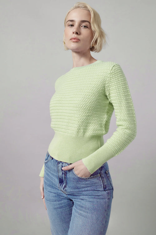 Polly Waffle Knit - Matcha Green