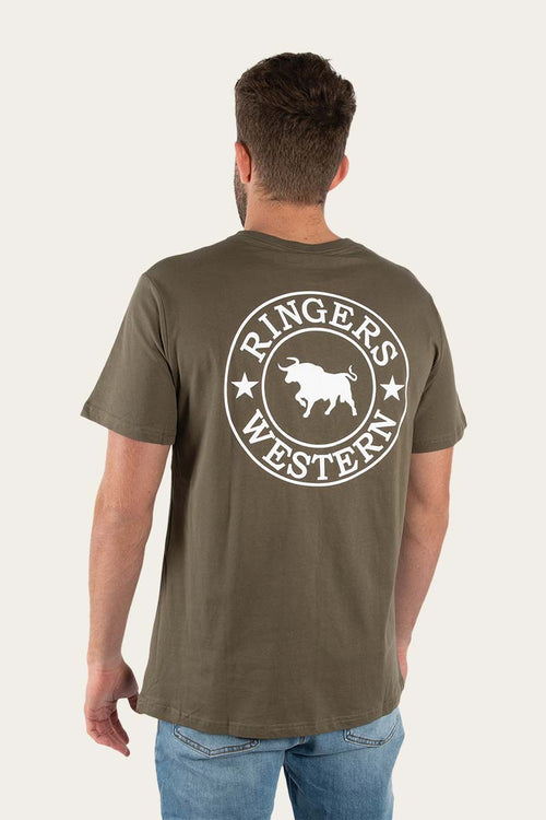 Signature Bull Classic Tee - Military Green/White