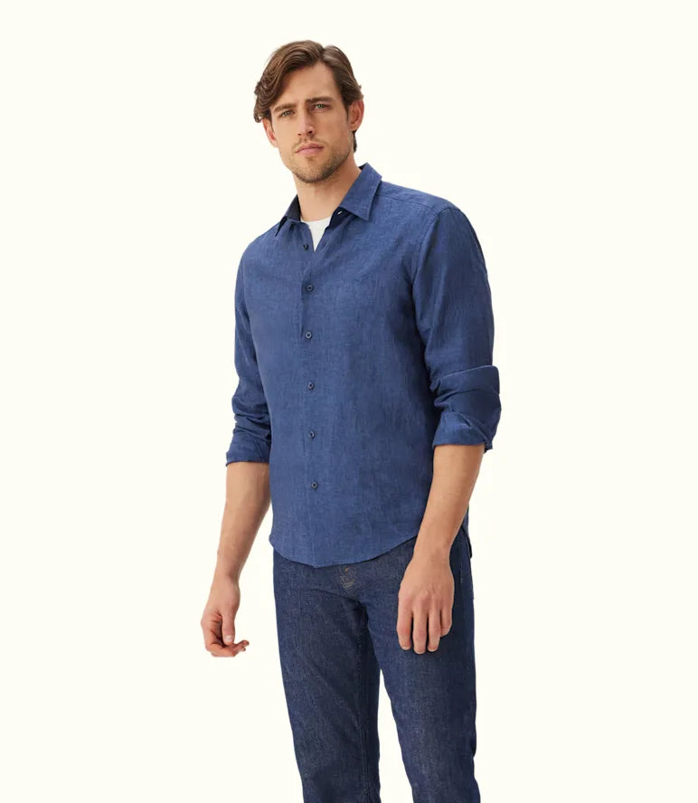 Classic Linen Shirt - Navy