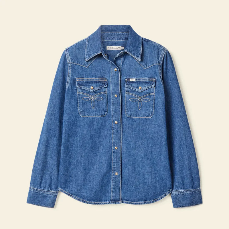 Cloudbuster Denim Shirt - Mid Indigo Wash
