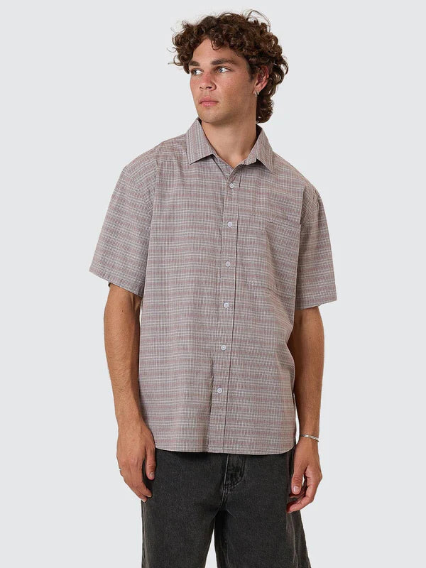 Minimal Thrills Stripe Check S/S Shirt - Smog