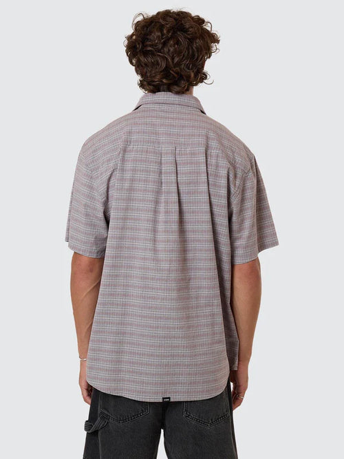 Minimal Thrills Stripe Check S/S Shirt - Smog