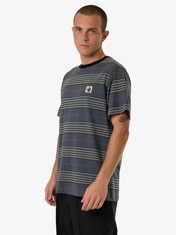 Heavy Times Stripe Merch Fit Tee - Light Petrol