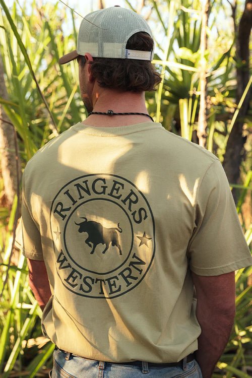 Signature Bull Loose Fit Tee - Pale Olive/Military
