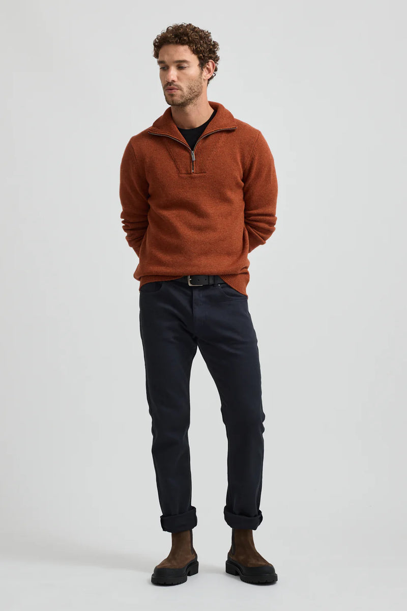 Lambswool Half Zip - Rust