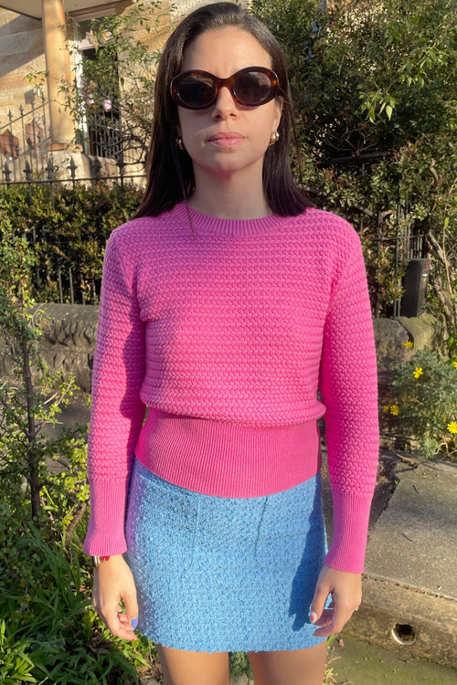 Polly Waffle Knit - Fanta Pink