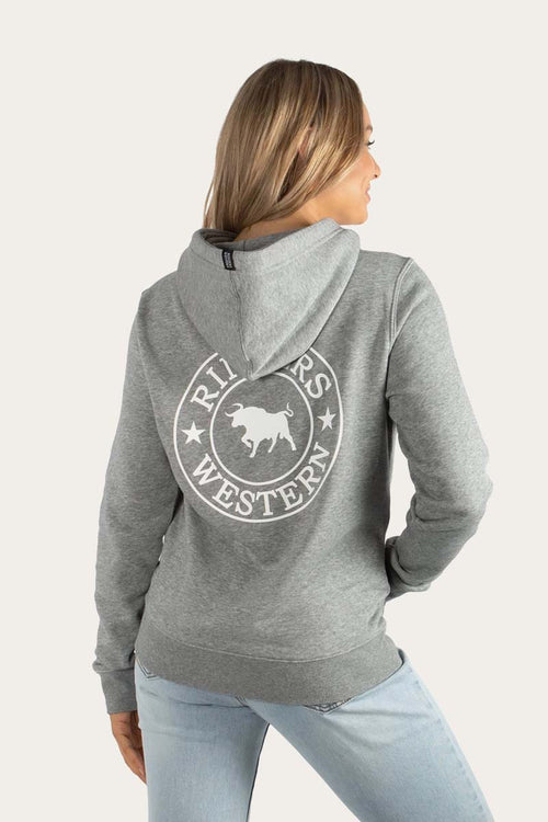 Signature Bull Womens Hoodie - Grey/White